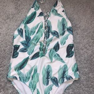One piece tie up bathing suit